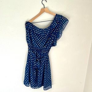 Speechless navy blue and gold one shoulder dress